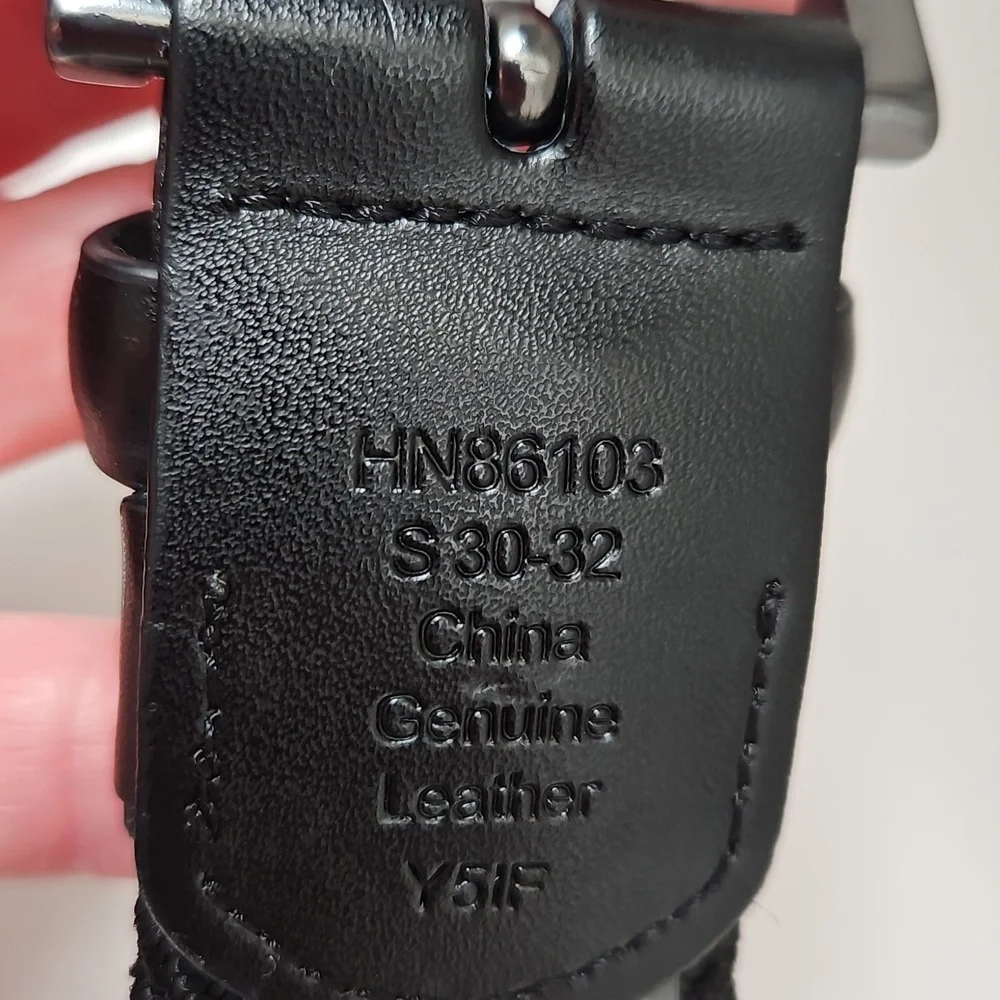 Original Penguin Men's Black Strecht Webbing Leather Belt S